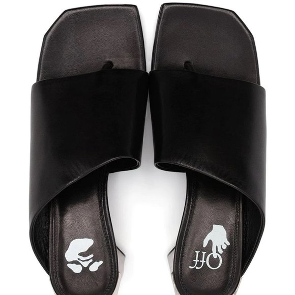 Off-White™  Hexnut Leather Metallic-Heel Thong Sandals - Picture 4 of 15